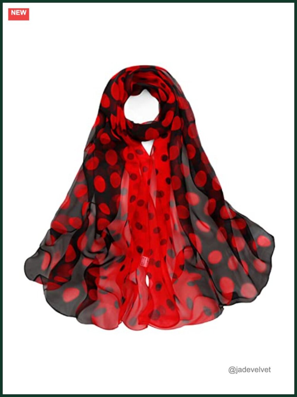 Chiffon Sheer Scarf Shawl Wrap 50s Retro Polka Dot Lightweight